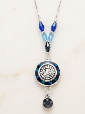 NEW STERLING SILVER maya jaguar ONYX PROTECTION Pendant Necklace 20inch